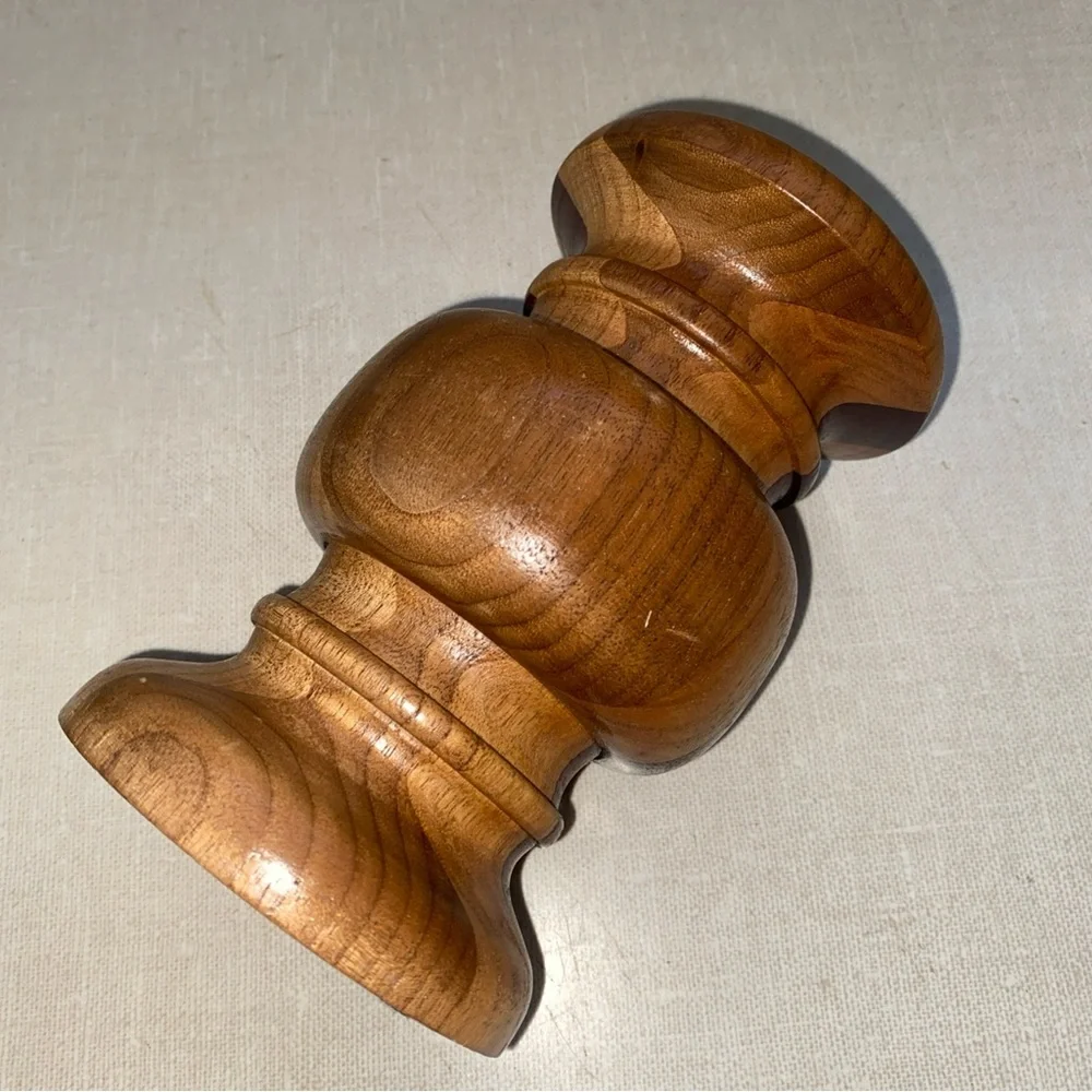 S & T Turnings Vintage Turned Wood Candle‎ Pillar Holder